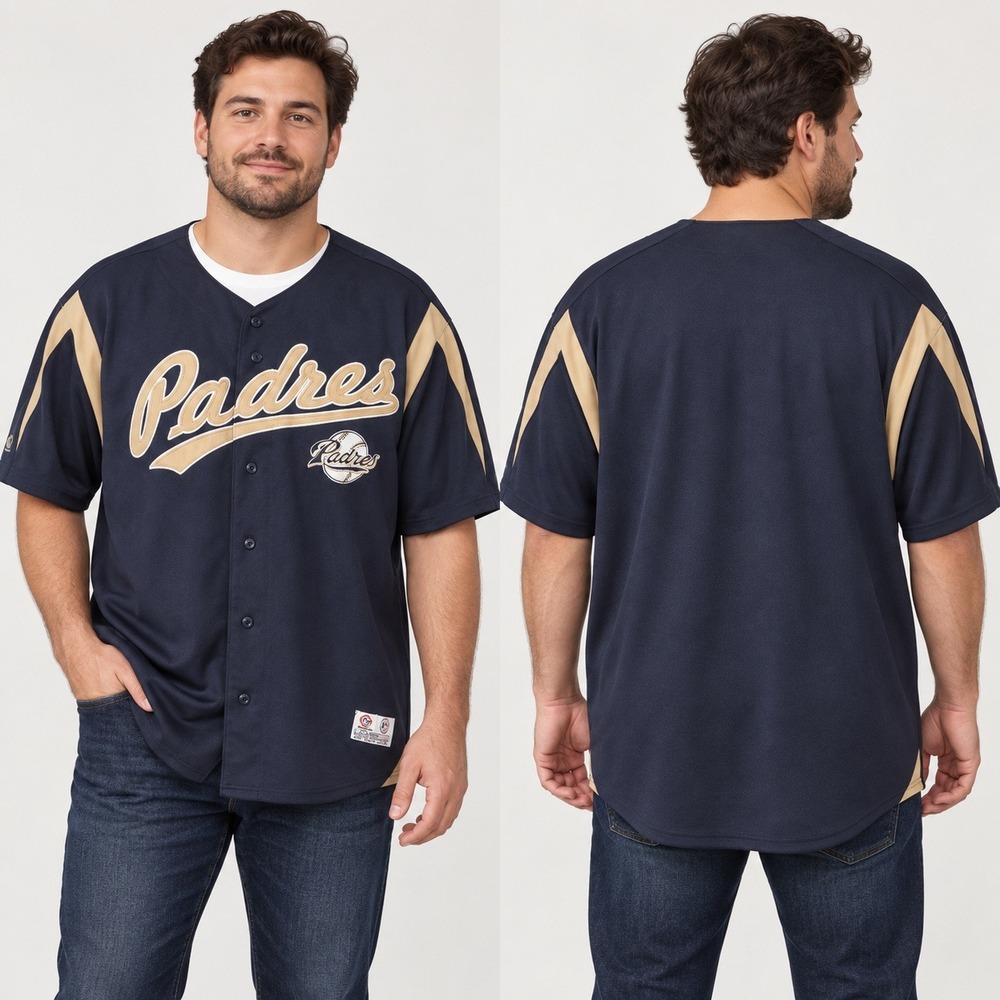True Fan San Diego Padres Jersey Mens XL Navy  BlueMLB Baseball Shirt